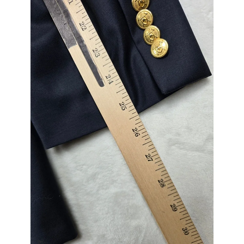 LRL Ralph Lauren Navy Blue Blazer Mens‎ 46R 100% Wool Gold Button Sport Coat